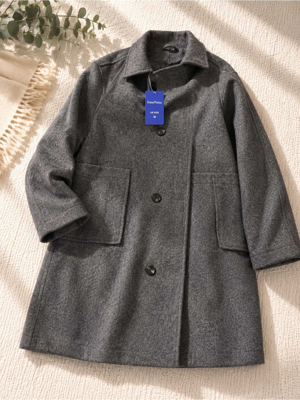 Classic Women's Gray Wool Coat by